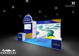 Projeção em 3D do estande do Maranhão na BTL Lisboa 2025